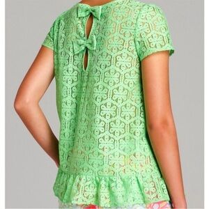 Lilly Pulitzer Women’s Darla Green Lace Bow Back Spring Summer Top Size XS